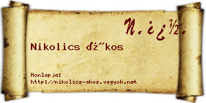 Nikolics Ákos névjegykártya